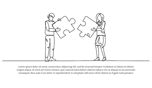 Diseño continuo de una línea de cooperación Ilustración vectorial de estilo minimalista sobre fondo blanco