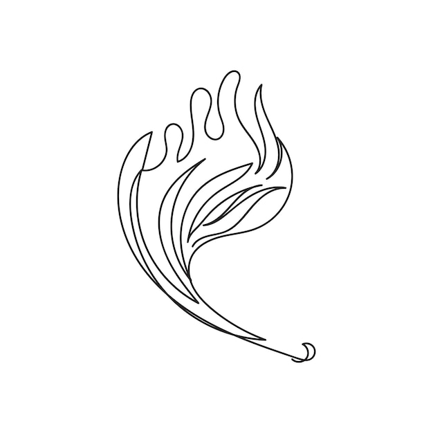 diseño de contorno de arte de una línea de fuego en fondo blanco