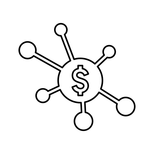Diseño del contorno de la línea del icono de la fuente de dinero
