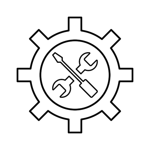 Diseño del contorno de la línea del icono de servicio