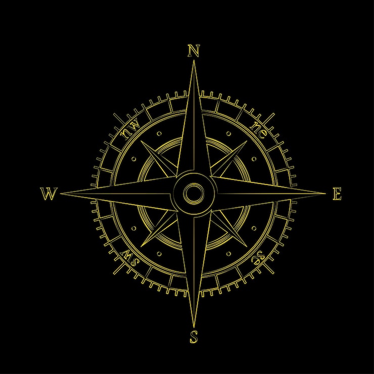 Vector diseño del contorno del logotipo dorado de compass