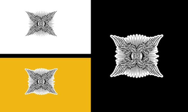 diseño del contorno vectorial de las alas y el ojo