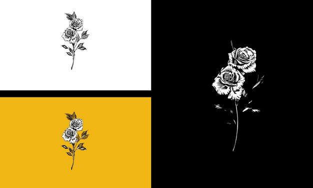 Diseño del contorno vectorial de las flores de rosa