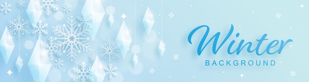 Diseño de copos de nieve para el invierno con estilo de corte de papel de copos de nieve sobre fondo de color