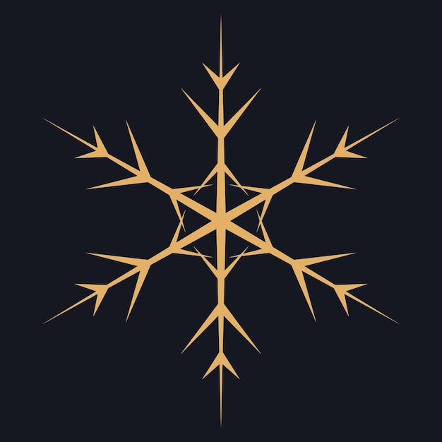 Diseño de copos de nieve de Navidad Un copo de nieve dorado audaz e intrincado con detalles geométricos nítidos en un fondo oscuro Perfecto para proyectos con temas de invierno y decoraciones festivas