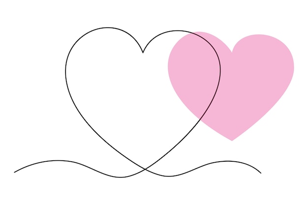 Diseño de corazón de arte de línea continua simple