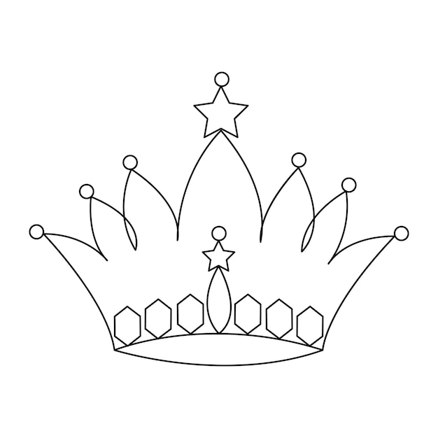 Diseño de corona de dibujo de una línea continua y estilo de minimalismo vectorial de contorno