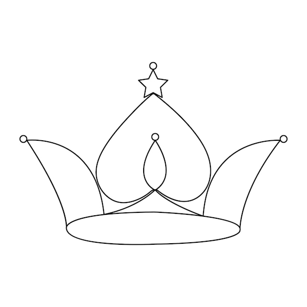 Diseño de corona de dibujo de una línea continua y estilo de minimalismo vectorial de contorno