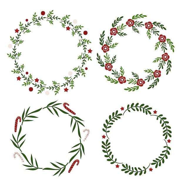 Diseño de corona de Navidad. Ilustración vectorial.