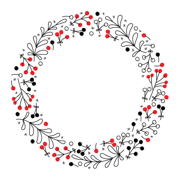 Diseño de coronas florales decorativas con elementos rojos y negros para celebraciones estacionales