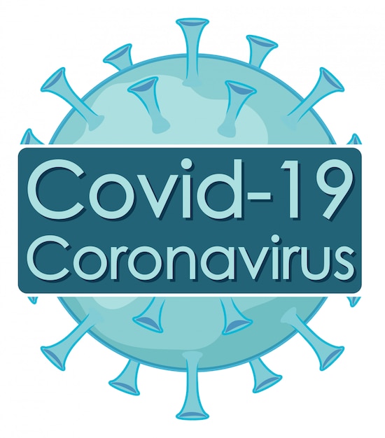 Diseño de coronavirus con célula de virus en color azul.