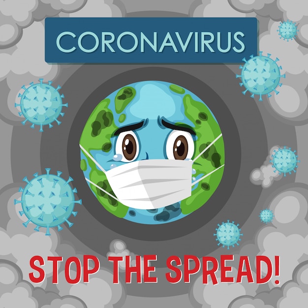 Vector el diseño de coronavirus con palabra detiene la propagación