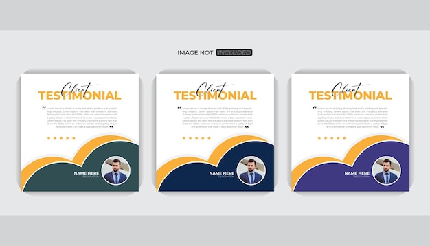 Diseño corporativo y mínimo 3 variaciones de color Comentarios del cliente paquete de publicaciones en las redes sociales