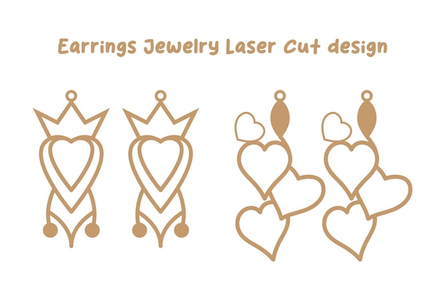 Diseño de corte láser de joyería de aretes de San Valentín