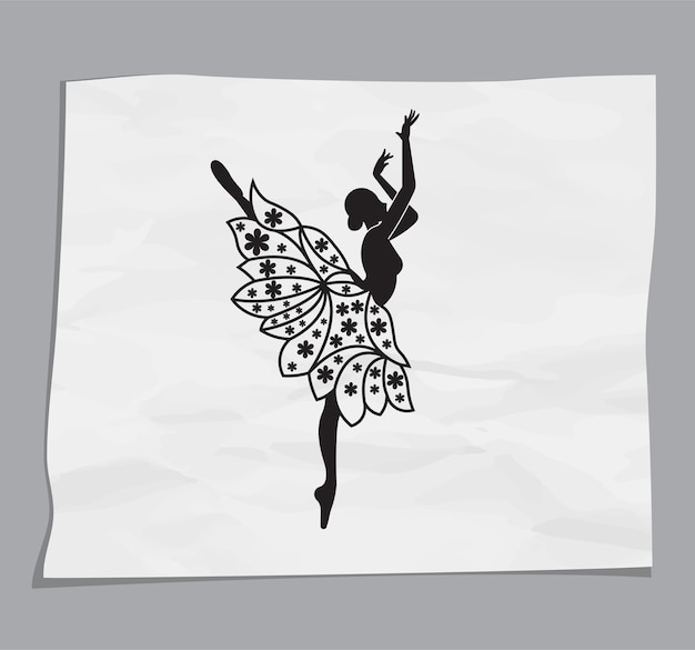 Vector diseño de corte de papel bailarina bailarina