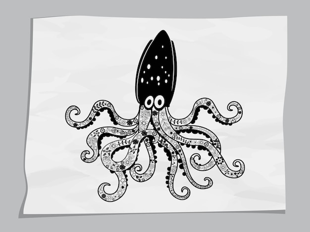 Diseño de corte de papel de pulpo.