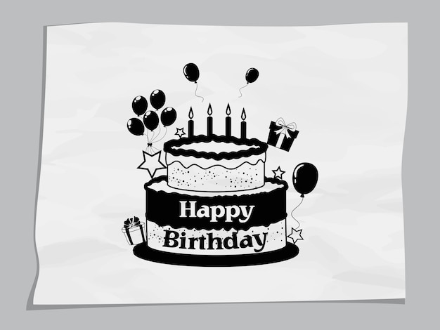 Diseño de corte de papel de tipografía de feliz cumpleaños