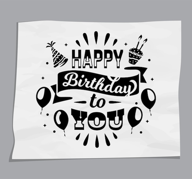 Diseño de corte de papel de tipografía de feliz cumpleaños