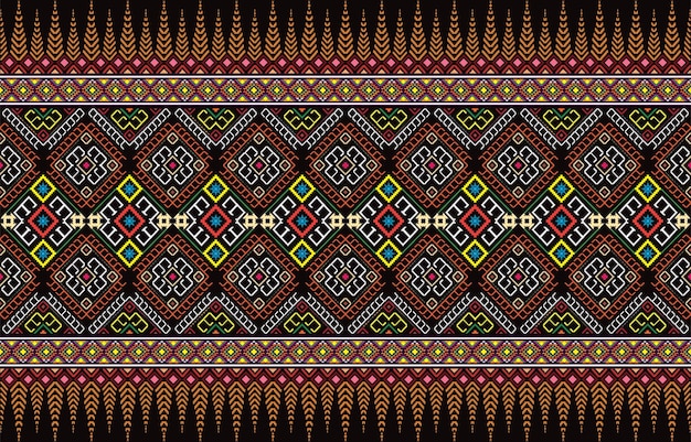 Diseño sin costura vectorial de la tribu Navajo retro en varios colores. Impresión de arte geométrico de fantasía azteca.