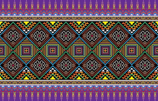 Diseño sin costura vectorial de la tribu Navajo retro en varios colores. Impresión de arte geométrico de fantasía azteca.