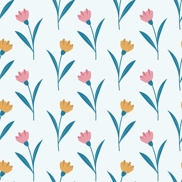 Diseño sin costuras de flores de primavera dibujadas a mano Con fondo floral lindo
