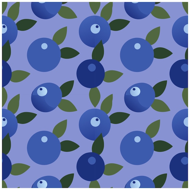 Diseño sin costuras con patrón de arándano con ilustraciones de frutas vibrantes