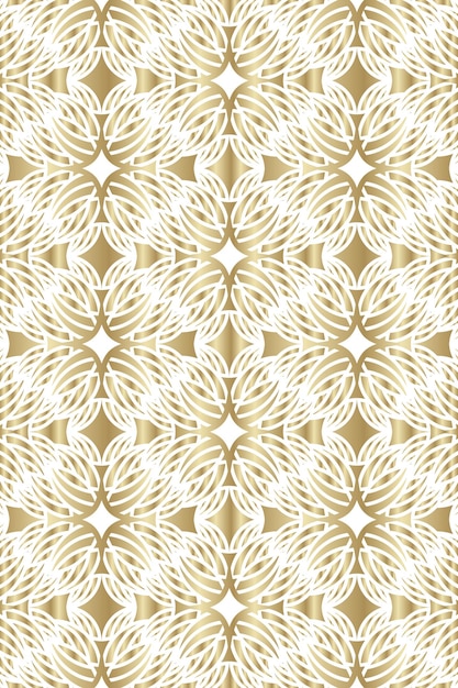 Diseño sin costuras de patrón floral geométrico adornado en dorado