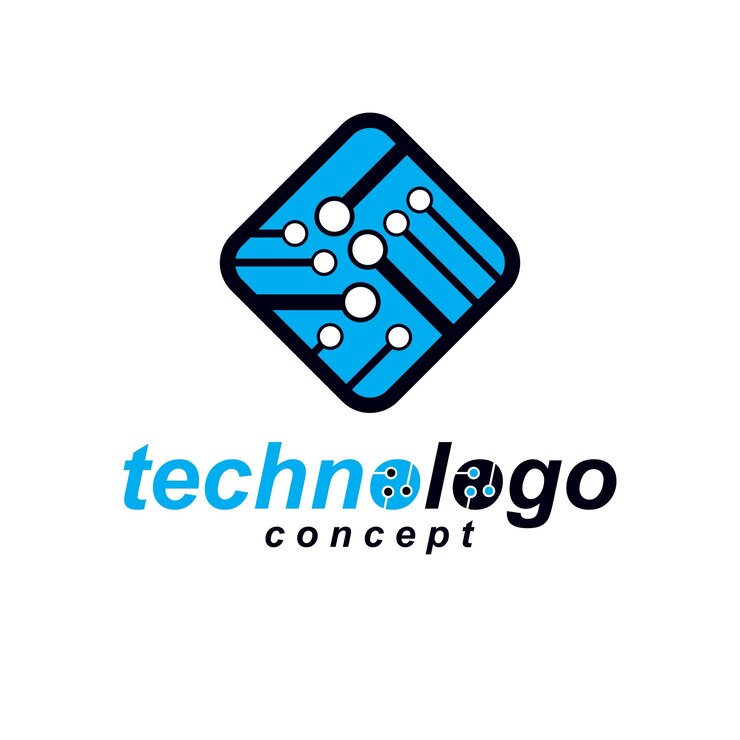 Vector diseño de cpu de tecnología vectorial con esquema de microprocesador cuadrado. placa de circuito de computadora, elemento digital. logotipo de microchip de tecnología.