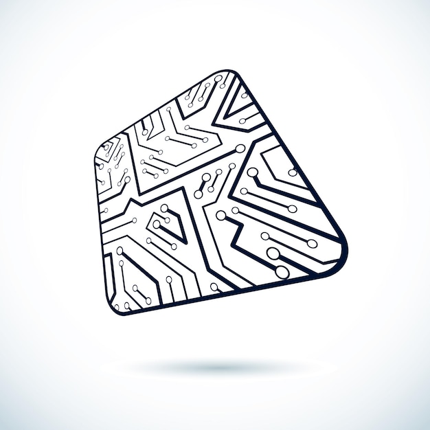 Diseño de cpu de tecnología vectorial con esquema de microprocesador cuadrado. Placa de circuito de computadora, elemento digital.