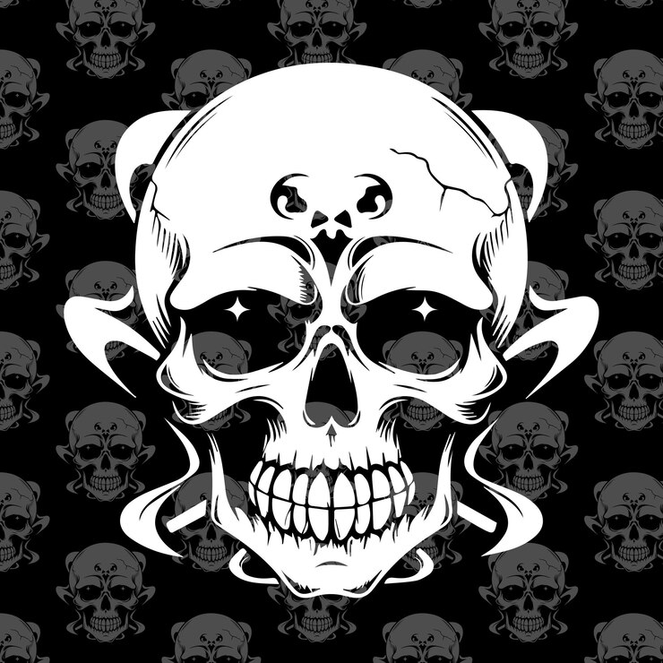 diseño de cráneo para pegatinas o impresiones de camisetas