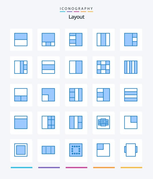 Diseño creativo 25 paquete de iconos azules, como escalar, minimizar el diseño de la tabla