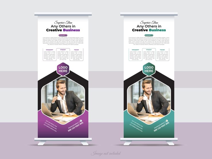 Diseño creativo de banderas enrollables Diseño de banderas de pie