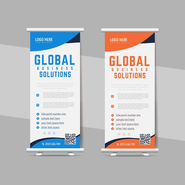 diseño creativo de banners de negocios enrollables