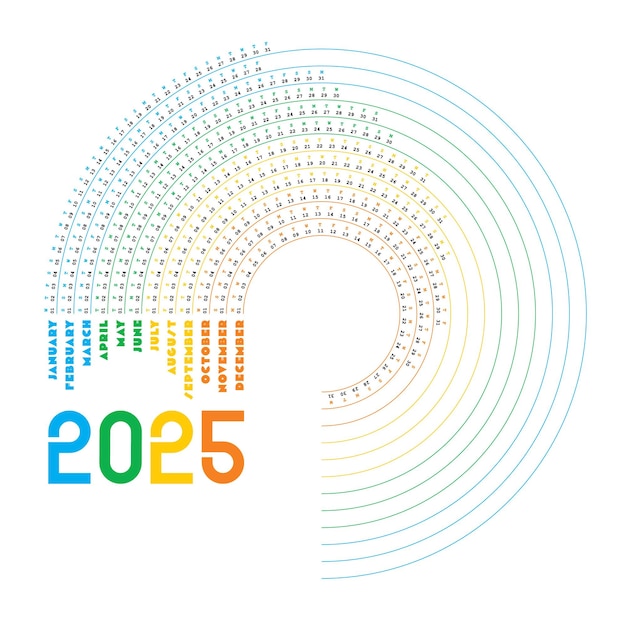 Diseño creativo del calendario de color WAVY 2025