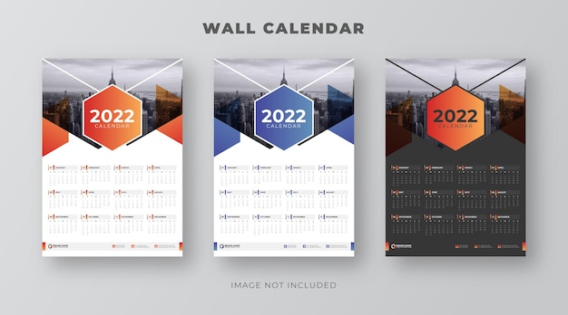 Diseño creativo de calendario de pared corporativo de 2022 años