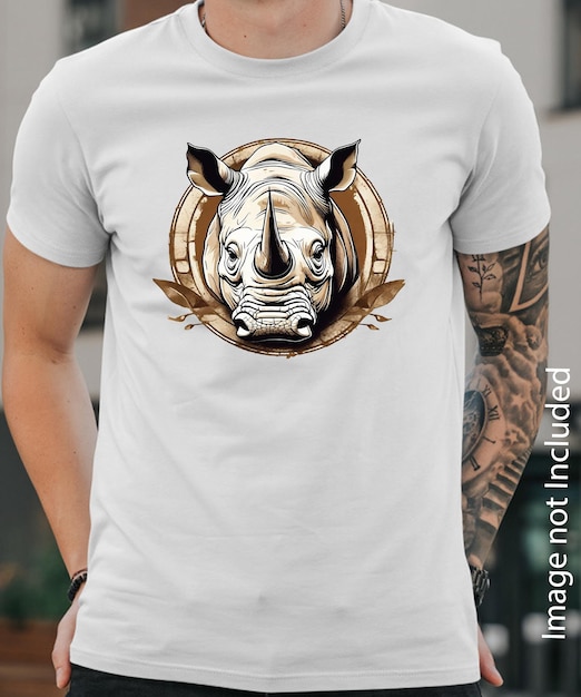 Vector un diseño creativo de camiseta con cabeza de rinoceronte