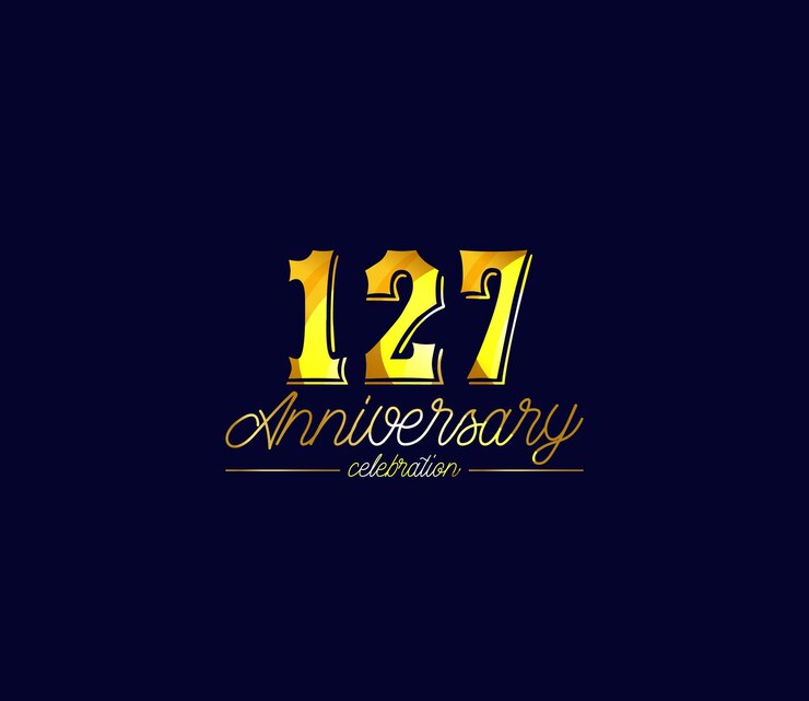 Diseño creativo de colores dorados Alfabeto Celebración del 127 aniversario pancartas carteles