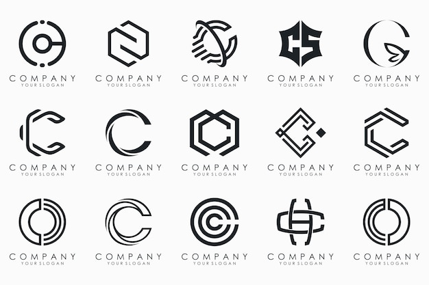 Vector diseño creativo del conjunto de iconos del logotipo de la letra c para negocios de lujo elegante simple