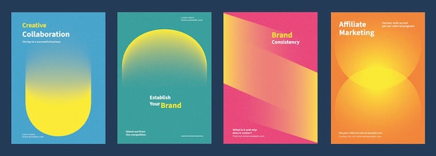 Diseño creativo conjunto de plantillas de carteles de marketing de negocios Vector Colorful Abstract gradient diseños de carteles con concepto de marketing de negocio Moderno conjunto de plantilas de diseño de gradiente colorido de negocios