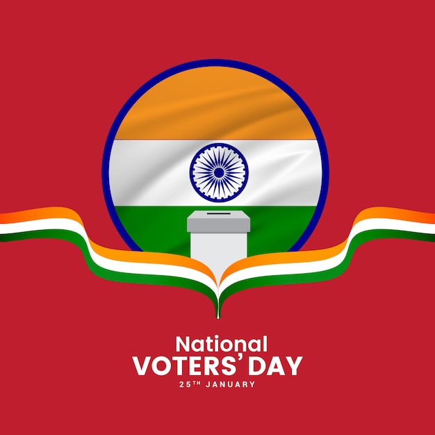 Vector diseño creativo digital e impreso para el día nacional de los votantes de la india fondo de color de la bandera