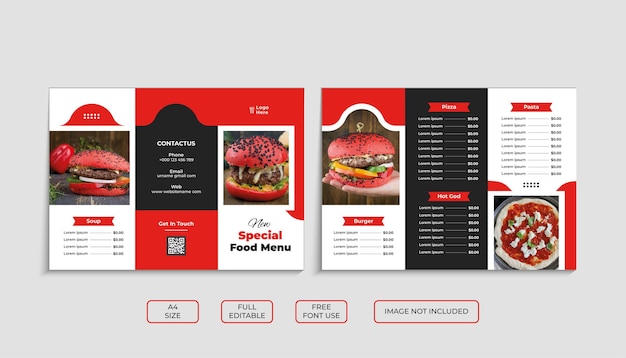 Diseño creativo del diseño del menú de alimentos para atraer las ventas de alimentos