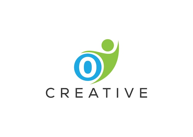 Diseño creativo e innovador del logotipo del número cero y el hombre Logotipo del hombre ecológico