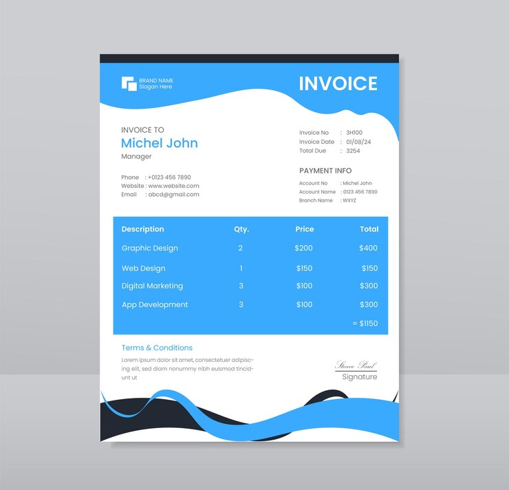 Diseño creativo de facturas corporativas