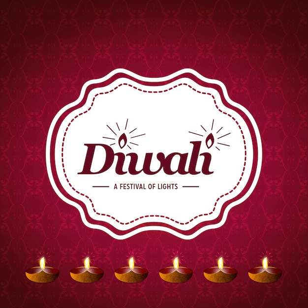 Diseño creativo feliz diwali con fondo rojo y tipografía