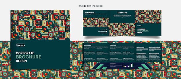 Vector diseño creativo de folleto tríptico cuadrado corporativo con formas mínimas y creativas