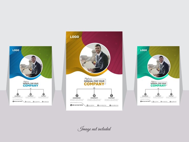 Diseño creativo de folletos comerciales corporativos en forma vectorial