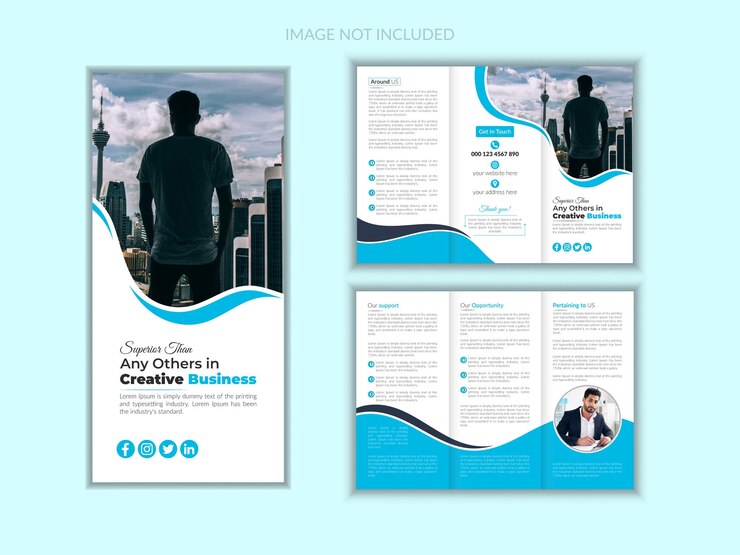 Diseño creativo de folletos comerciales triples