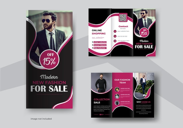 diseño creativo de folletos de moda triples