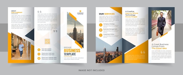 Diseño creativo de folletos triples para negocios corporativos