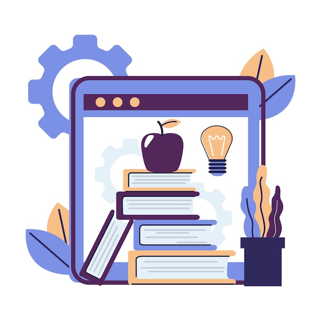 diseño creativo del horario los estudiantes aprenden en libros diseño vectorial de ilustración de estilo plano